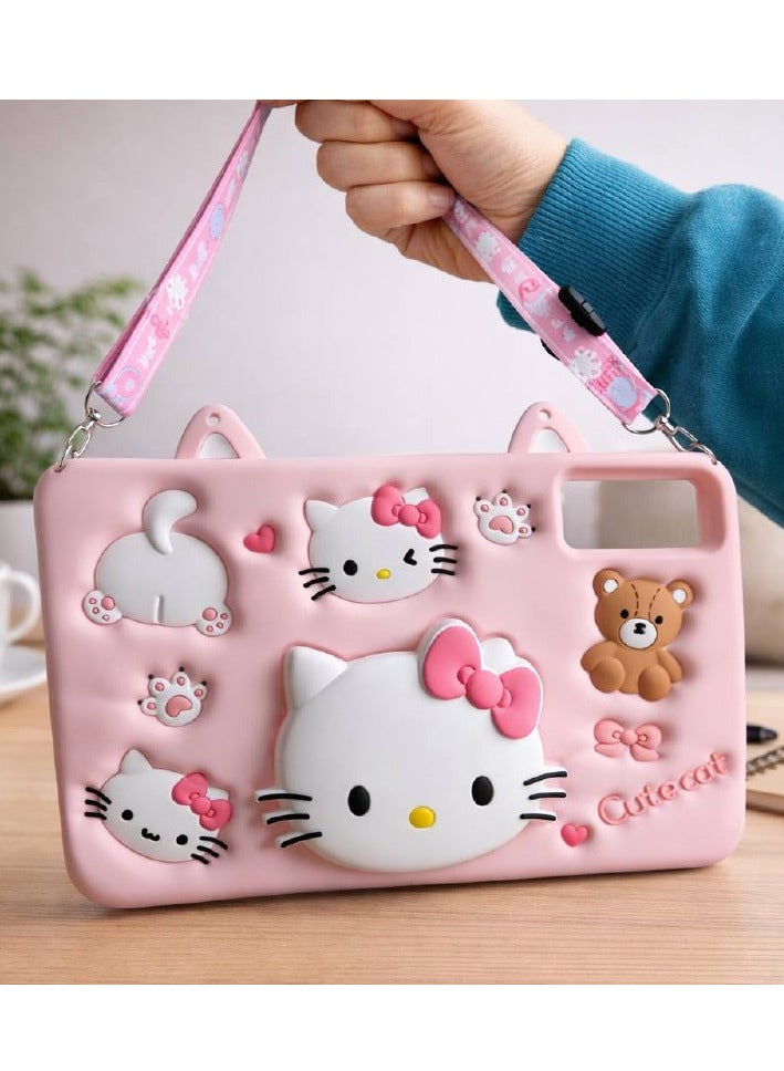 Cartoon 3D Silicon Handle Stand Cover For Xiaomi Redmi SE 11, Kids Shockproof Case With Handle & Stand, Funda Case (With Rope) (Cute) - Image 4